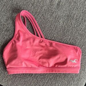Hollister Pink One-Shoulder Strappy Sports Bra